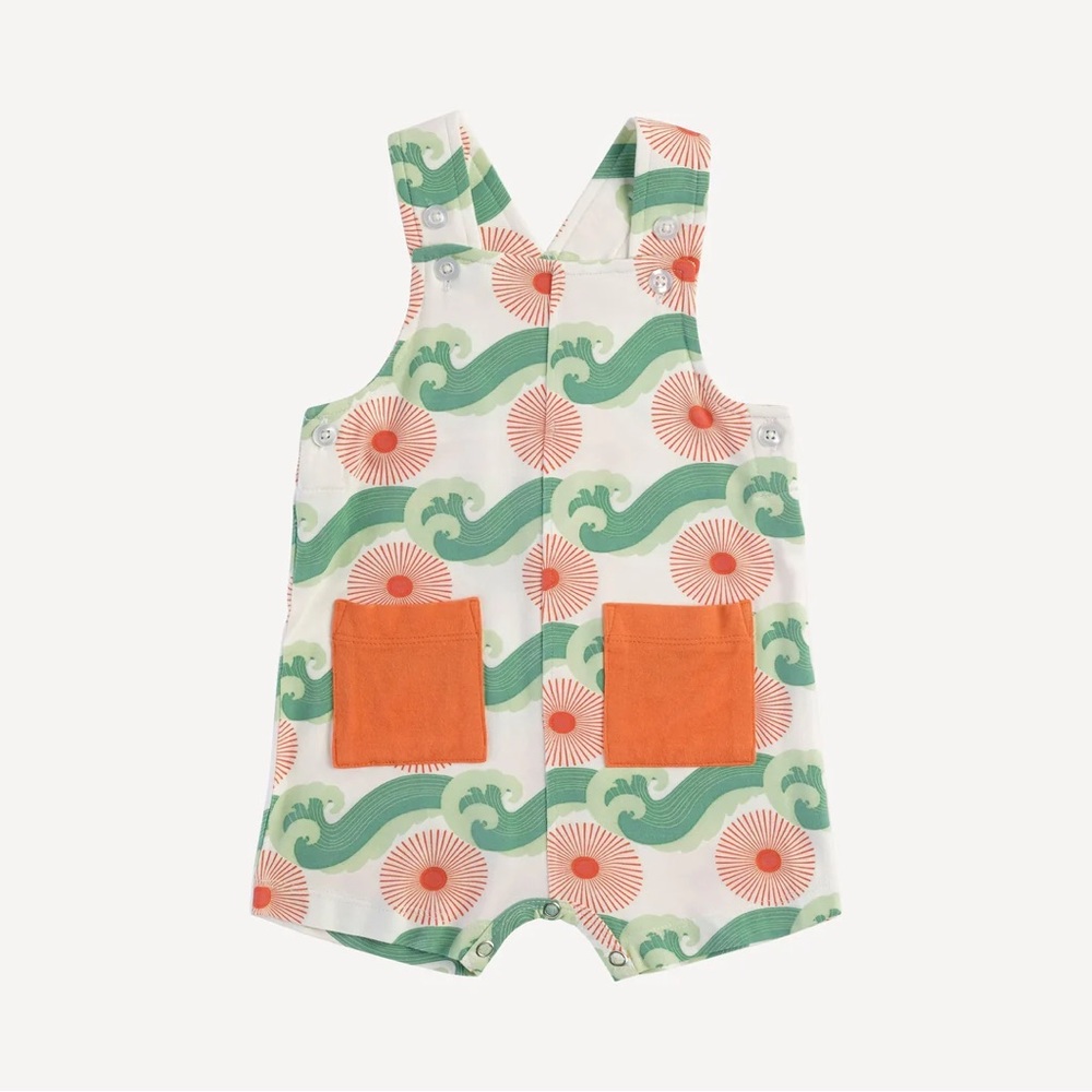 NWT Kate Quinn PATCH POCKET SHORTIE | GREEN OCEAN SUN | SUMMER WEIGHT BAMBOO